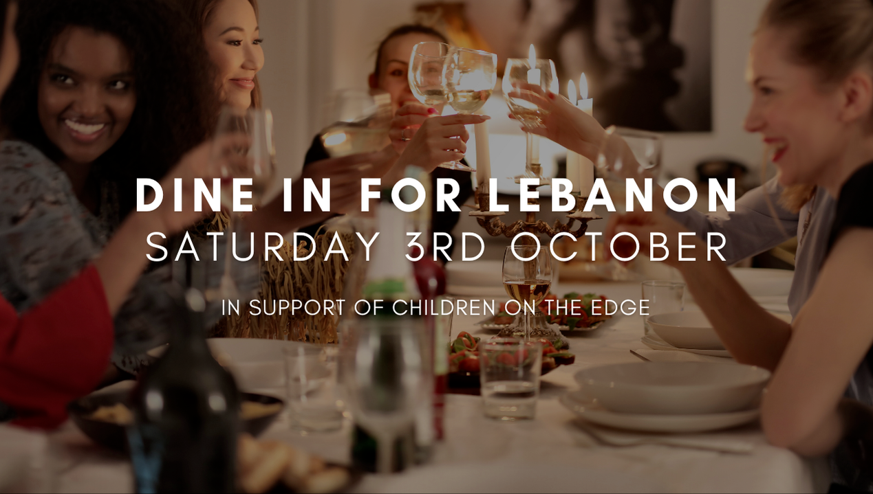 Dine in for Lebanon, friends enjoying dinner