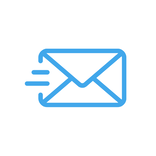 Circular icon showing a blue envelope on a white background
