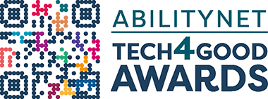 Digital logo with text AbilityNet Tech 4 Good Awards