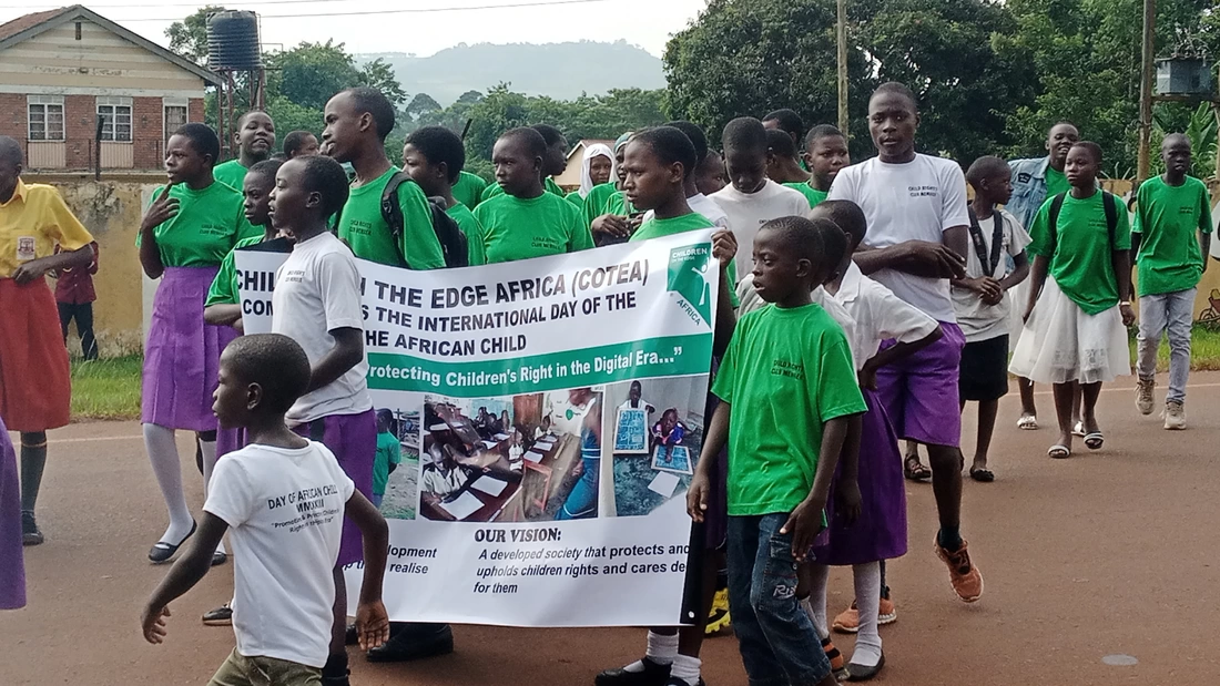 Child Rights Clubs taking part in a march on the day of the African child