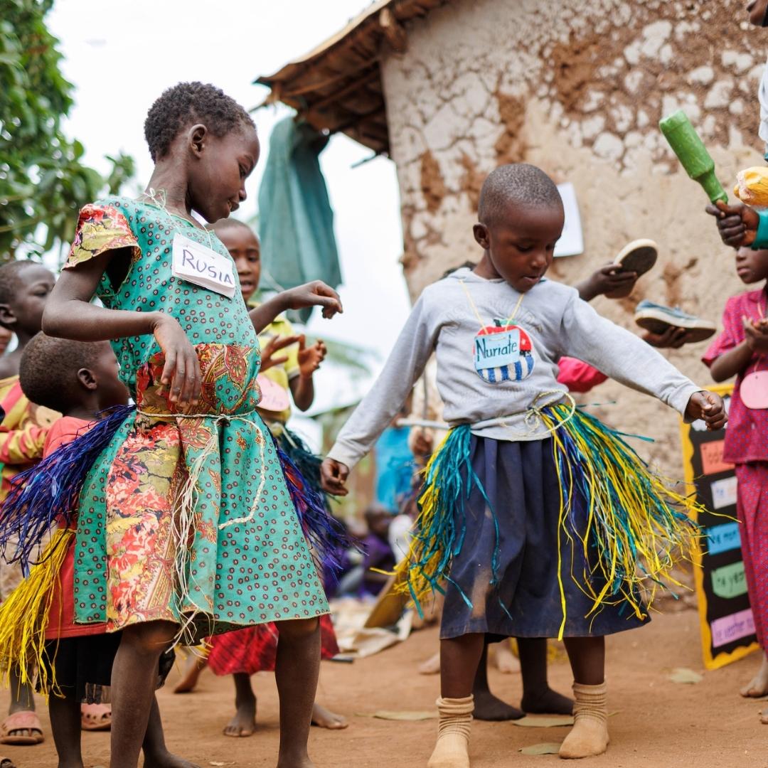 children dancing during a cluster lesson