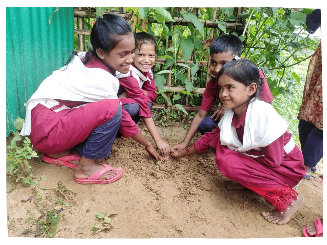 Children planting trees in Bangladesh