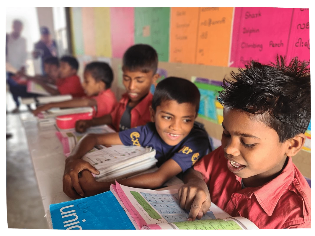 Children studying in classroom