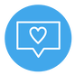 Blue icon a box with a heart in the centre