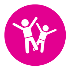 Pink icon with children on