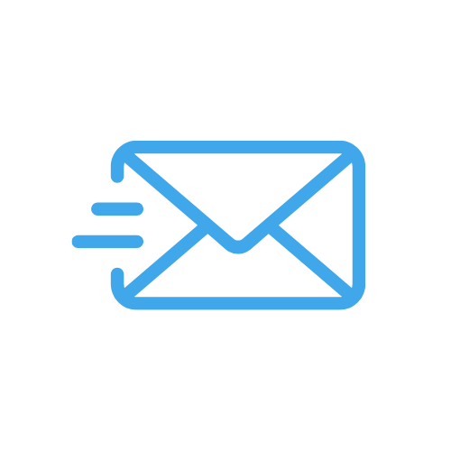 Icon showing a blue envelope on a white background