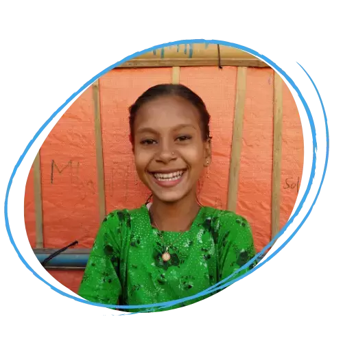Fatema, smiling 12 year old Rohingya girl