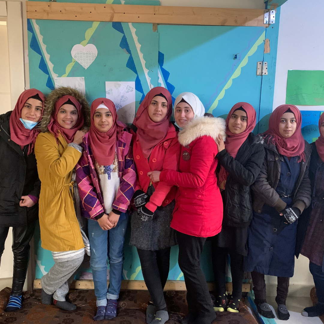 A group of female Syrian refugee students in Lebanon