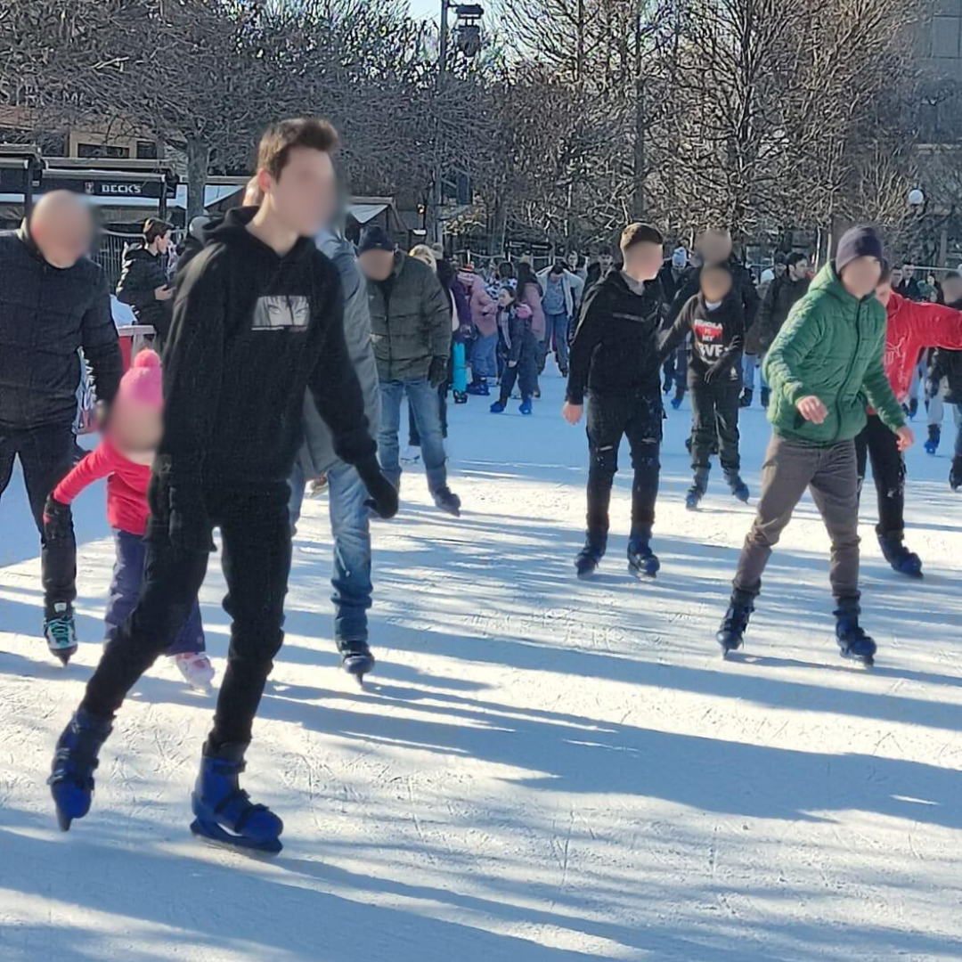 Grygoriy iceskating on a public ice rink