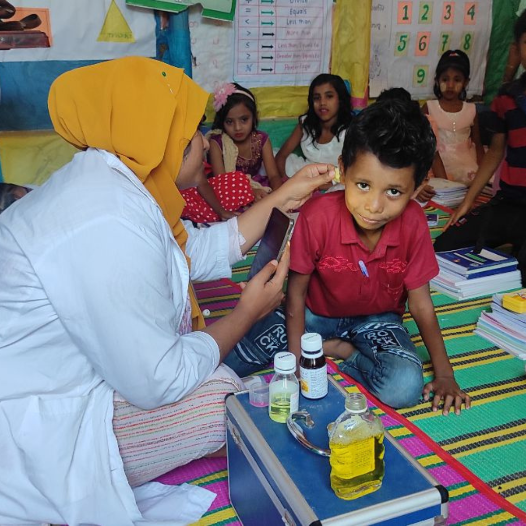 Health checks for the children in the learning centres in Bangladesh