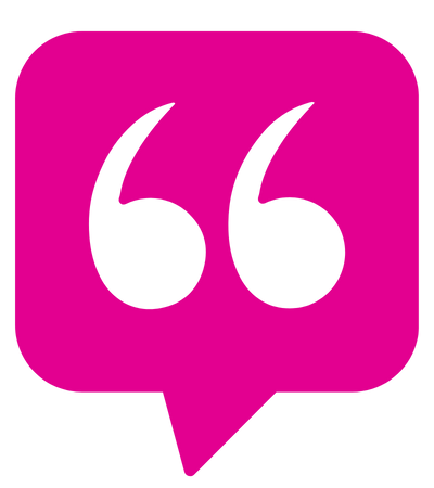 Pink quote mark icon