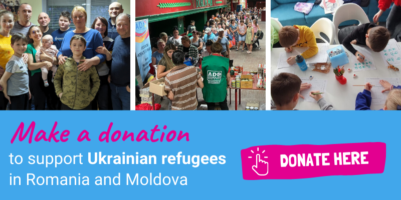 Make a donation to support Ukrainian refugees button