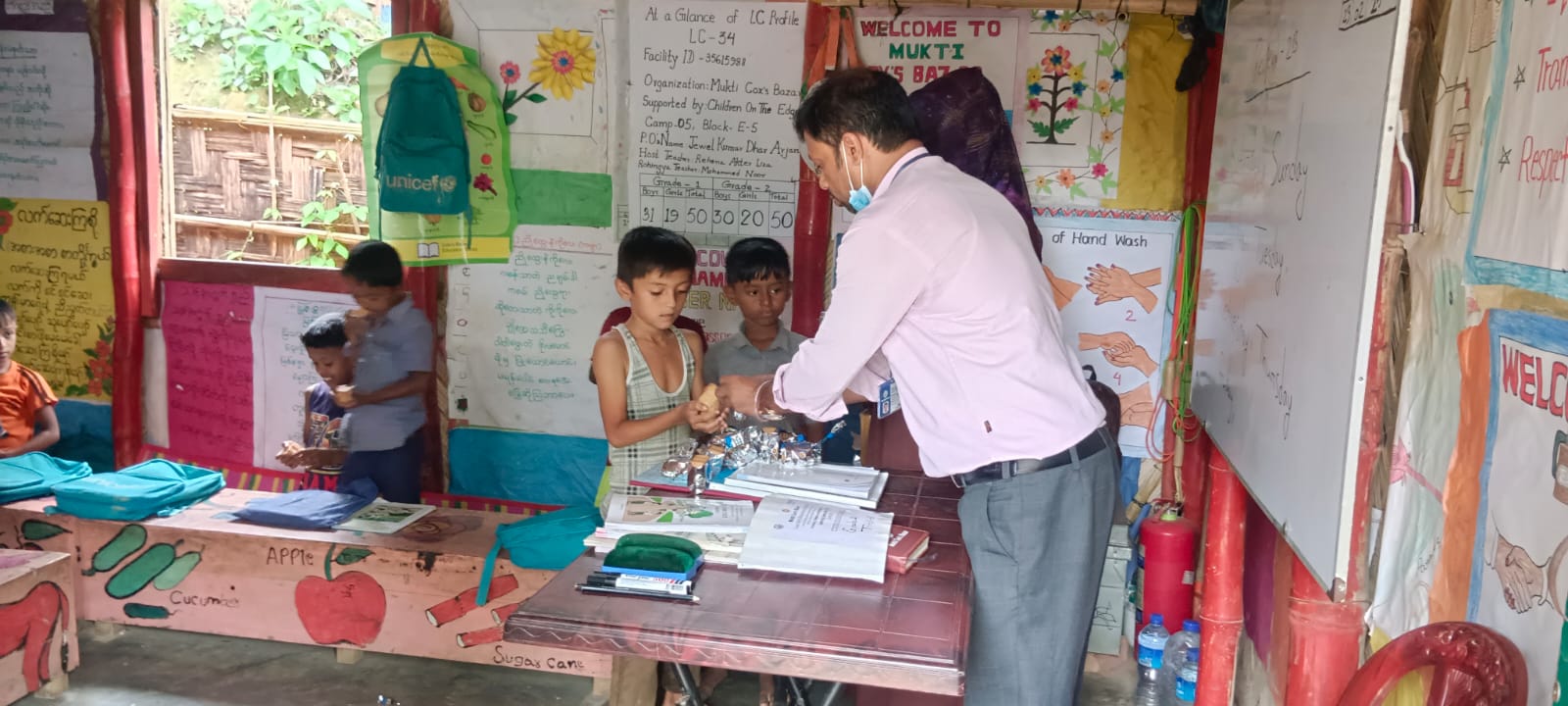 Panesh at one of the learning centres with the childrenPicture