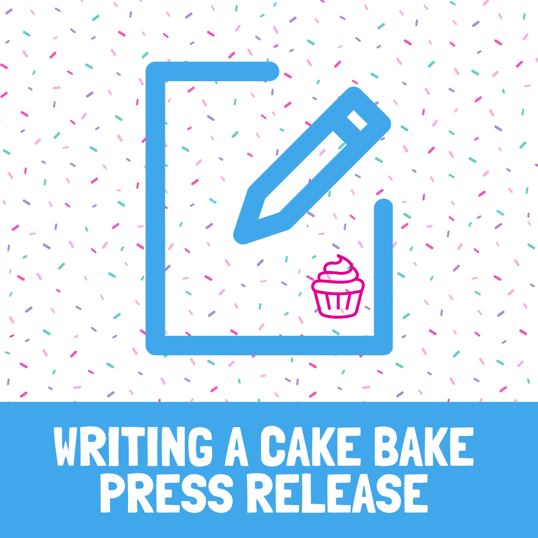 a pencil writing on paper, words writing your cake bake press release