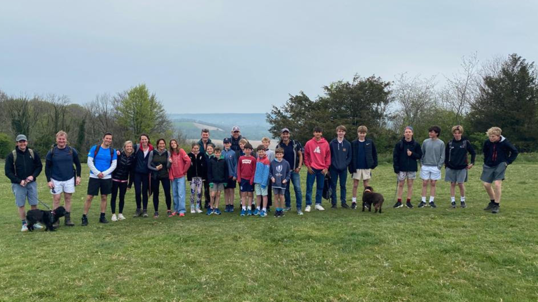 Westbourne House Students and their families taking part in a South Downs Trek
